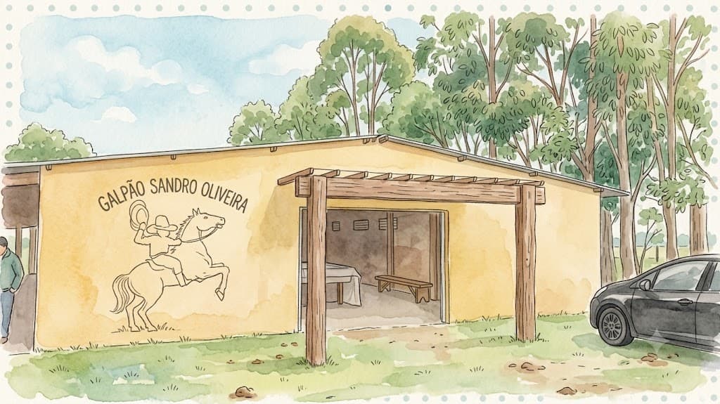 Ilustração do galpão vista de frente